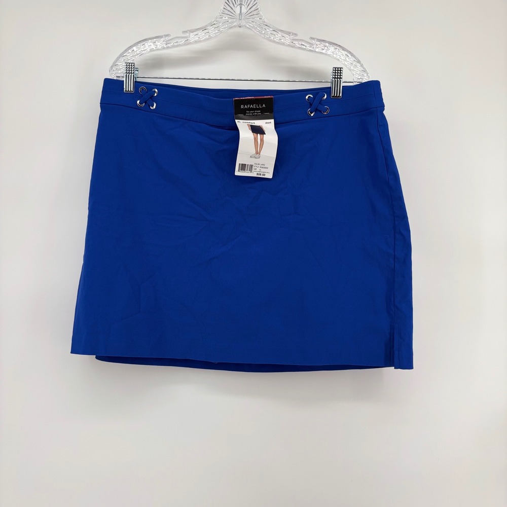 Rafaella Womens Blue Lace‎ Up Detail Pull On Skort XL Elastic Waist